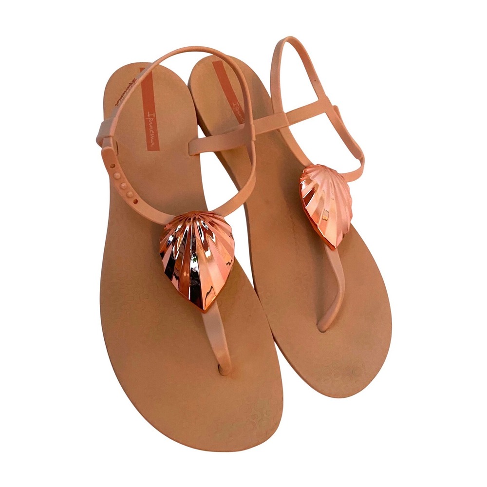 Ipanema Class Lux Pink Rose Gold Shell Jelly Sandals Sz 11 coastal resortwear